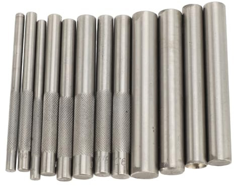 Fafeicy 12-Piece Stainless Steel Rivet Tool Set Leather Rivet Setter Kit with 3mm-15mm Width Range, 98mm Length for Crafting and Repairs