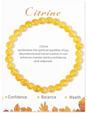 Mikovivi Citrin Armband Reichtumsstein Elastisches Kristall-Perlenarmband | Spiritueller Schmuck für Damen und Herren