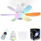 VIMAZ 32w Ceiling Fans with Lights and Remote, 2025 New RGB Colours Music Player E27 Socket Dimmable Ceiling Fan with 3 Speeds, 6 Blades and Remote Control Support for Home Living Room (Multi-Colour)