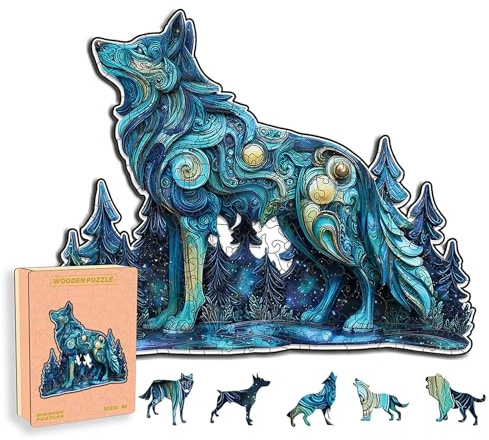 Holzpuzzle Erwachsene, einzigartiges Holz Puzzle, Tiere Holzpuzzle Wolf