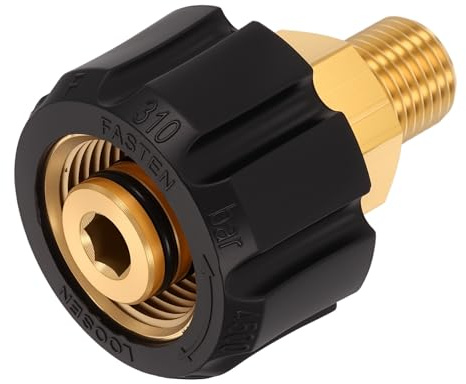 sourcing map Pressure Washer Adapter, M22 14mm Female to G1/4 Male Brass 47mm l Quick Connect Fittings Swivel Adapter for Pressure Power Washers Hose