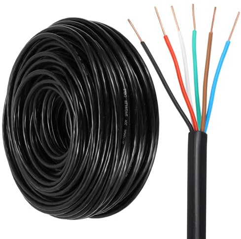 sourcing map 18/6 Sprinkler Wire, 120M/200ft 18 Gauge 6 Conductor Solid Irrigation Wire, PVC Jacket Sprinkler Cable for Underground Irrigation System, Field Central Control System, Thermostat