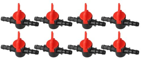 Serenophile 8 Pack Garden Hose Irrigation Switching Valves, 8mm ID 11mm OD for mini Ball Valve Control with Sealing Rings for Drip Watering Systems