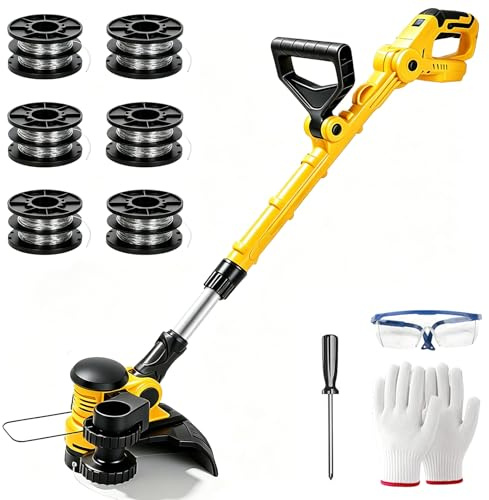 Débroussailleuse à Batterie Electrique Compatible avec Makita 18 V | Télescopique Coupe Bordure sans Fil avec 6 bobines Coupe-Bordures Bruit Taille Bordure pour Jardin Ferme Pelouse