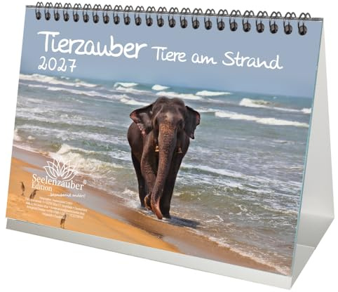 Tierzauber Strand DIN A5 Tischkalender für 2027 verschiedene Tiere - Seelenzauber