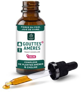 Lemon Pharma Gouttes Amères avec Choline – Complexe Liquide pour le Foie avec 23 Plantes Amères – Artichaut, Pissenlit & Absinthe – Soutient la Fonction Hépatique Normale & le Métabolisme des Lipides