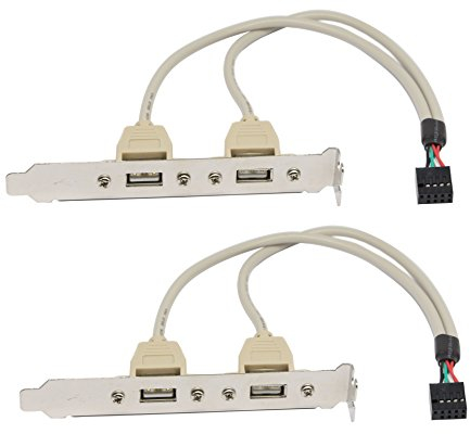 SinLoon 2 Porte USB 2.0 Supporto Estensione Del Pannello Posteriore a Scheda Madre IDC 9 Pin Cavo USB Adattatore Host 2-Pack