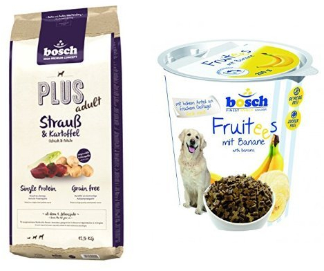Bosch Strauß und Kartoffel, 12.5 kg/Bosch Snack Fruitees Banane, 4er Pack (4 x 200g)