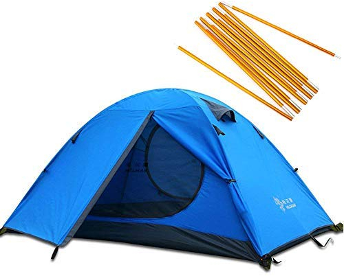 Outdoor-Zelt für 2 Personen, 4 Jahreszeiten, Camping, Rucksackreisen, Zelte mit Tragetasche, tragbar, einfach einzurichten, leicht, kompaktes und langlebiges Design, Wanderzelt (blau-2 Personen)
