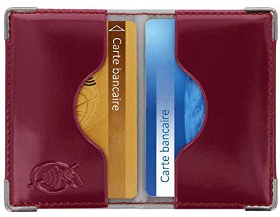Color Pop® Etui 2 Cartes bancaires blindé (Anti-RFID) - Fabrication française - Protection des données bancaires (Lie de Vin - PVC Vernis) - 9,7 x 6,5 x 0,5 cm