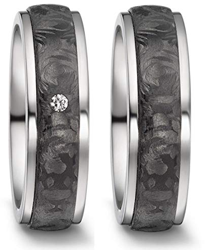 Ernstes Design Titanfactory Titan Trauringe 52545 mit Carbon 1 Brillanten ges. 0.03 ct. w/si