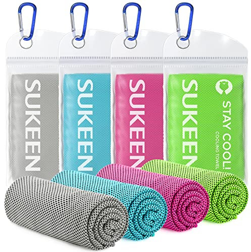 Sukeen [4 Pack Cooling Towel (40x12),Ice Towel,Soft Breathable Chilly Towel,Microfiber Towel for Yoga,Sport,Running,Gym,Workout,Camping,Fitness,Workout & More Activities