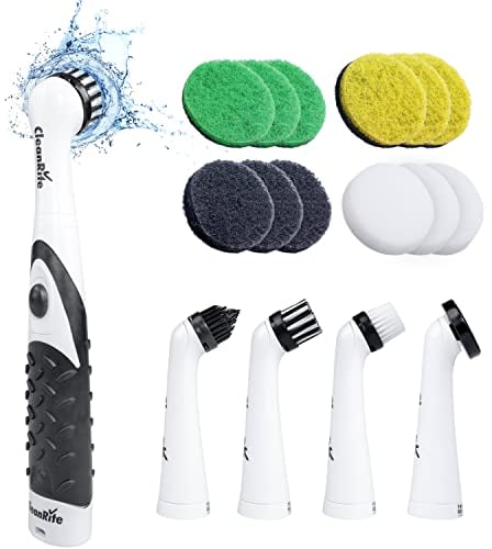 CleanRite® Elektrische Reinigungsbürste Pack | Elektrische Putzbürste mit 5 Rotierender Bürstenköpfe und 12 Striche | 10.000 Umdrehungen/Min| Elektrische Bürste zum Putzen für Haus, Küche, Bad, Auto