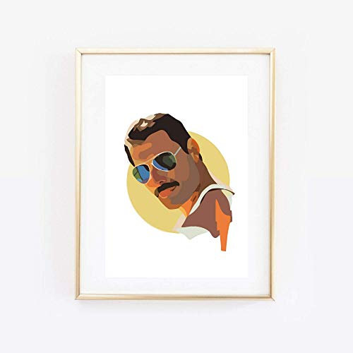 Din A4 Kunstdruck ungerahmt - Freddie Portrait Grafik modern Künstler Queen Star Ikone Druck Poster Bild