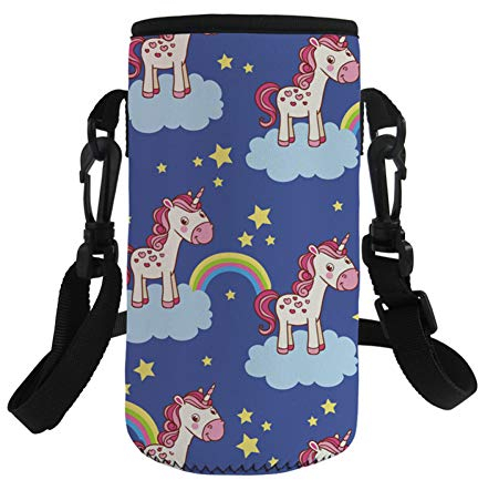 SUPAERCUPH Funda de Botella de Agua Deportiva Unicornio Cubiertas Bolsa de Bolsa con Aislamiento Soporte de Manga Soporte para Bolsa de Botella de Agua de 500 ml / 550 ml