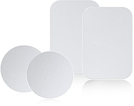sphires 4 Pack Metal Plate for Magnetic Phone Car Mount 2 X Round and 2 X Rectangular Metal Plate for Car Magnetic Phone Holder