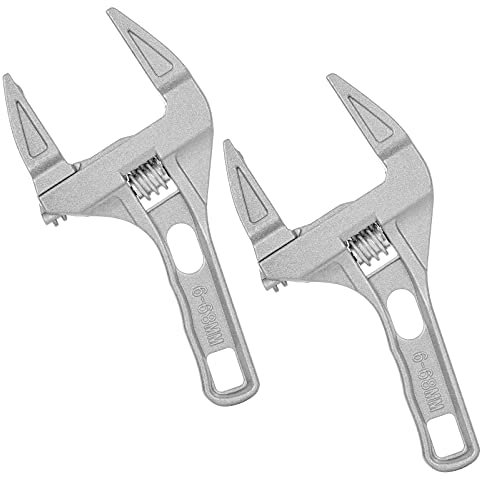 Wide Adjustable Wrench 2 Pack 2.68 Inch Width Big Opening Jaw Spanner Wrenches Adjustable Bathroom Pipe Tool