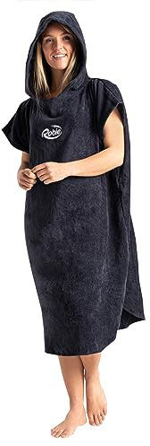 Robie Original-Series Towelling Changing Robe - Hooded Poncho for Beach, Wild Swimming, Surfing, Getting Changed (UK, Alpha, S, Regular, Regular, India Ink)
