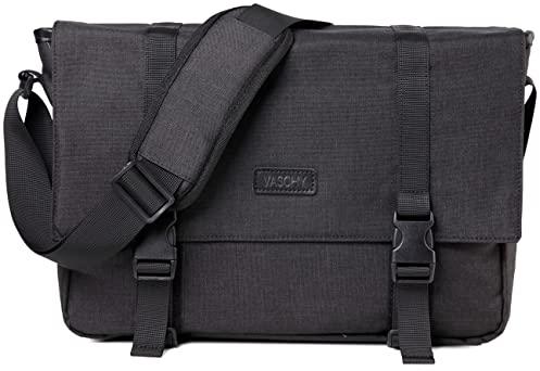 VASCHY Messenger Bag, Lightweight Man Bag 14 inch Laptop Shoulder Bag Water Resistant Briefcase Work Bag with Padded Shoulder Strap and Laptop Sleeve for Women for Business College Travel (Black)