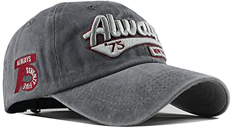YULOONG Vintage Baseballmütze Baumwolle Sonnenhut Modestickerei Always New York City Sommer Outdoor Cap Unisex Grau
