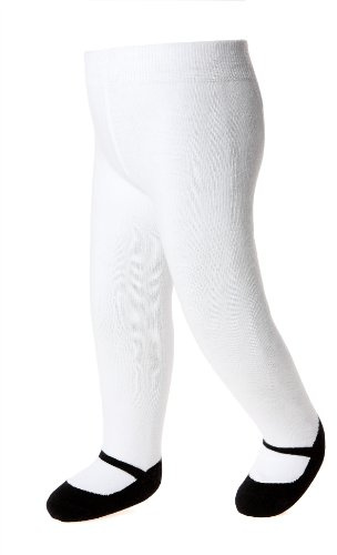 Baby Girl Tights with Sewn-in Mary Jane Shoe Design - Anti Slip - Cotton-Infant & Toddler Sizes