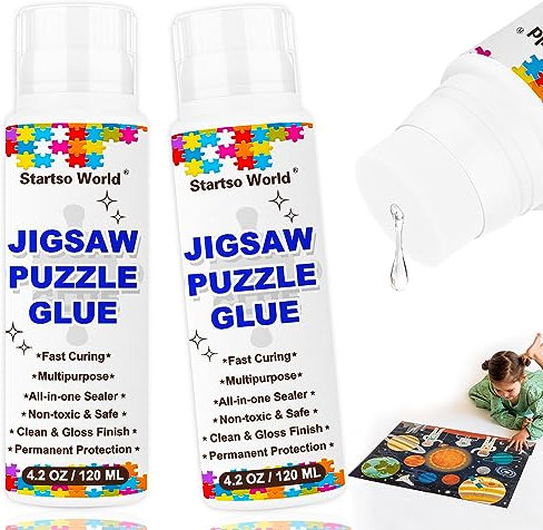 STARTSO WORLD Jigsaw Puzzle Glue 240ml.Upgraded Puzzle Glue with New Sponge Head,Puzzle Glue for 3000/4500/5000 Pieces of Puzzles.Clear Puzzles for Adults and Children.