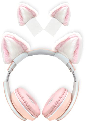 otuiaim Kitty Ears Dekorativ für Kopfhörer, Universal Cosplay Dekoration Kompatibel mit HypreX Cloud/Cloud II/Cloud Flight/Logi G, etc, Installation mit verstellbaren Befestigungsgurten, Rosa