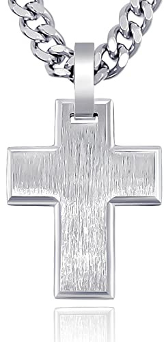 RUGGED steel Herren Edelstahl Panzerkette mit Kreuz-Anhänger (inkl. Schmuck-Box)