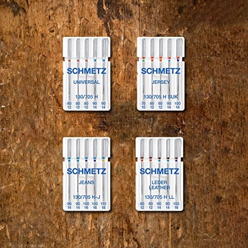 SCHMETZ | 20 Agujas para máquinas de coser | Vario Set | para los materiales más comunes | Surtido | Universal/Jersey/Jeans/Cuero LL