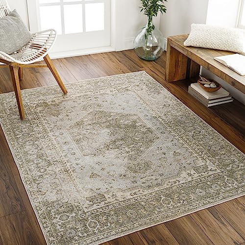 Livabliss Dukan waschbar in der Waschmaschine - Vintage Groß für Wohnzimmer 200x275 cm, Schlafzimmer, Küche - Orientalischer Boho e, Beige, Elfenbein