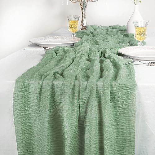 Pasdrucn Tischläufer Grün,Tischläufer Boho,Tischläufer Hochzeit,90×300cm,Küche Tisch Dekoration Drinnen Urlaub Hochzeit Party Geburtstag Dekor