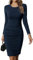 Missufe Knielanges Figurbetontes Freizeitkleid Bodycon Kleider Damen Enges Bleistiftkleid (Dunkelblau, Groß)