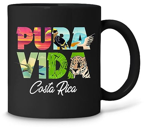 Good Deal Pura Vida Costa Rica-Souvenir – Coole Mittelamerika-Reise-Kaffeetasse, Schwarz, 300 ml