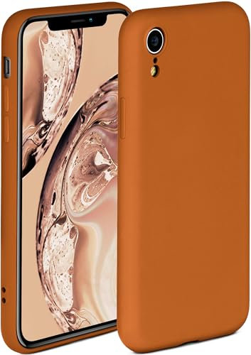 ONEFLOW Soft Case für iPhone XR Hülle aus Silikon mit Kameraschutz, Silikonhülle mit erhöhtem Schutz fürs Display, Backcover Schutzhülle, weiche Handyhülle, Braun