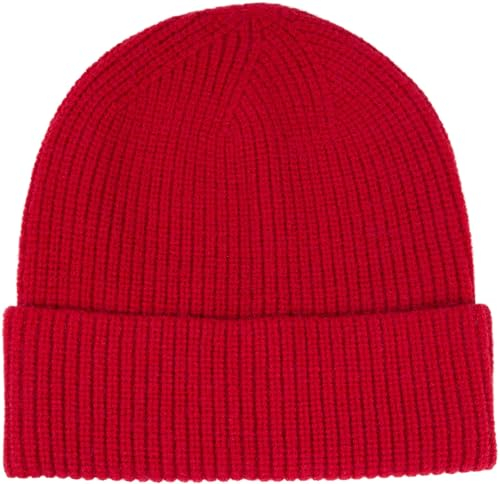 styleBREAKER Unisex Feinstrick Beanie Mütze mit Krempe, warme Winter Strickmütze Einfarbig, Rippen Strickmuster 04024154, Farbe:Rot
