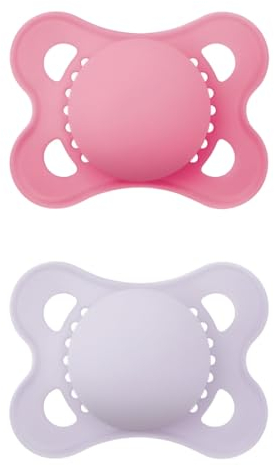 MAM Original Beruhigungssauger 2-6 Monate (2er-Set) MAM Schnuller 2-6 Monate mit kiefergerechtem Sauger aus Kautschuk, 2er Set Babyzubehör mit praktischem Sterilisator-Schnullerhalter, Pink/Lila