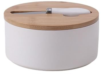 Beurrier rond en céramique avec couvercle Boîte scellée Boîte à beurre en céramique de grande capacité avec couteau Beurrier Porte-fromage