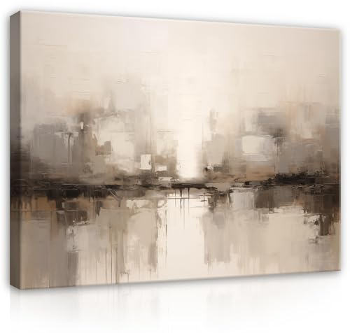 WallArena - Leinwand Bilder - Abstrakt Kunst beige - 120x80 cm Leinwandbilder - Bild auf leinwand - Wandbild XXL groß Wandbilder für Wohnzimmer Schlafzimmer Wohnzimmerbilder Modern