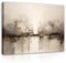 WallArena - Leinwand Bilder - Abstrakt Kunst beige - 120x80 cm Leinwandbilder - Bild auf leinwand - Wandbild XXL groß Wandbilder für Wohnzimmer Schlafzimmer Wohnzimmerbilder Modern