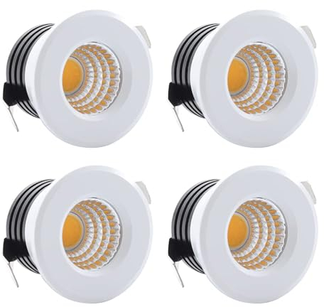 HVZUM 4 piccoli faretti da incasso a LED da 3 W, 230 V, con trasformatore, COB Downlights da soffitto, 300 lm, per armadietto, cucina, soggiorno (minimalista A)