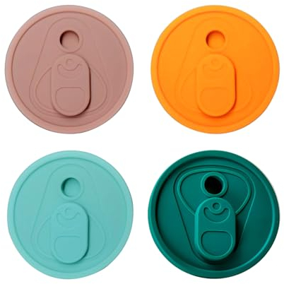 4 Stück Silikon Deckel,Deckel für Dosen Mit Strohhalmloch,Wiederverwendbar Deckel für Gläser,Geeignet für Normale Ausgießer,Dosen und Getränkegläser (63MM)