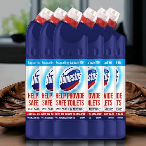 6 x 750ml Original Blue Thick Bleach, Toilet Gel Cleaner