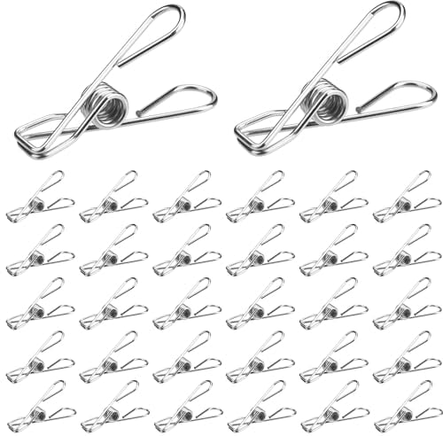 60 Pz Mollette in Acciaio Inox per Stendibiancheria, Mollette Panni, Piccole Mollette in Metallo, Mollette Antiscivolo, Clips Mollette per Bucato Asciugamano Vestiti Sacchetti Snack Calzini