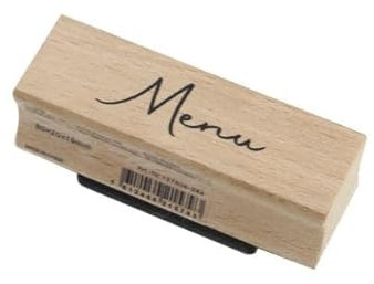 Artoz Holzstempel - Motiv: Menü, 60 x 20 x H19 mm, Buche, Schweizer Design, für Scrapbooking, Kartenbasteln und Geschenkverpackungen