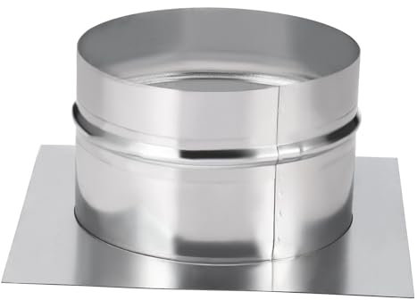 PATIKIL 5.7 Duct Connector Flange, Galvanized Air Ducting Mounting Plate Dryer Vent Chimney Top Plate Square to Round for Heating Cooling Ventilation HVAC Exhaust Fan Vent Systems