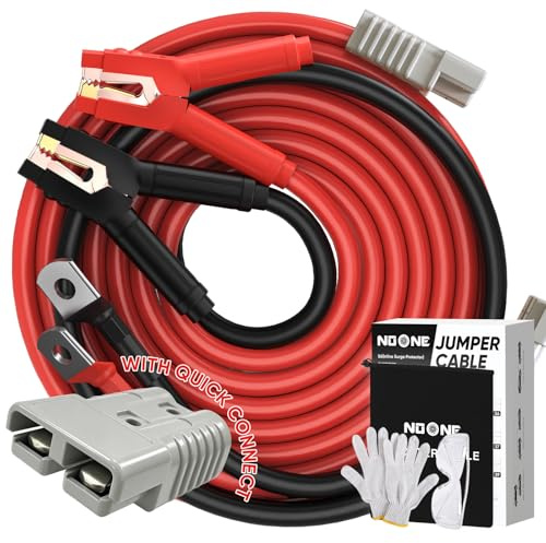 NOONE Jump Leads, 0 Gauge 9M Heavy Duty 1000A Quick Connect Car Jump Leads for Car, SUV and Truck Battery, Jump Leads Kit with Gloves, Glasses in Carry Bag