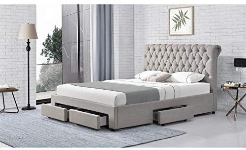 HTI living Polsterbett mit Knopf-Steppung Claire 140x200 Doppelbett mit Lattenrost und Schubladen