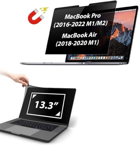 AJPARTS UK Magnetic Privacy Screen Filter for mac book Pro 13 inch (2016-2022,M1,M2), Removable Easy On/Off Anti Blue Light Glare Laptop Privacy Screen, Compatible with mac book Air 13 Laptop