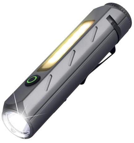 ULTRAFIRE Linterna táctica con funda, luz de trabajo LED recargable de 1400 lúmenes, linterna LED portátil con funda de cinturón de trabajo, 6 modos para camping, trabajo de emergencia