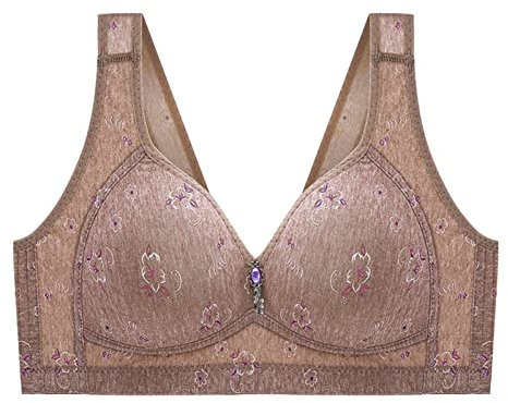 Generico Coppe Silicone Copricapezzoli Adesivi Reggiseno Reggiseno da donna sexy di mezza età e anziani di grandi dimensioni senza anello in acciaio grande Reggiseno Color Carne Reggiseno (Coffee, 36)
